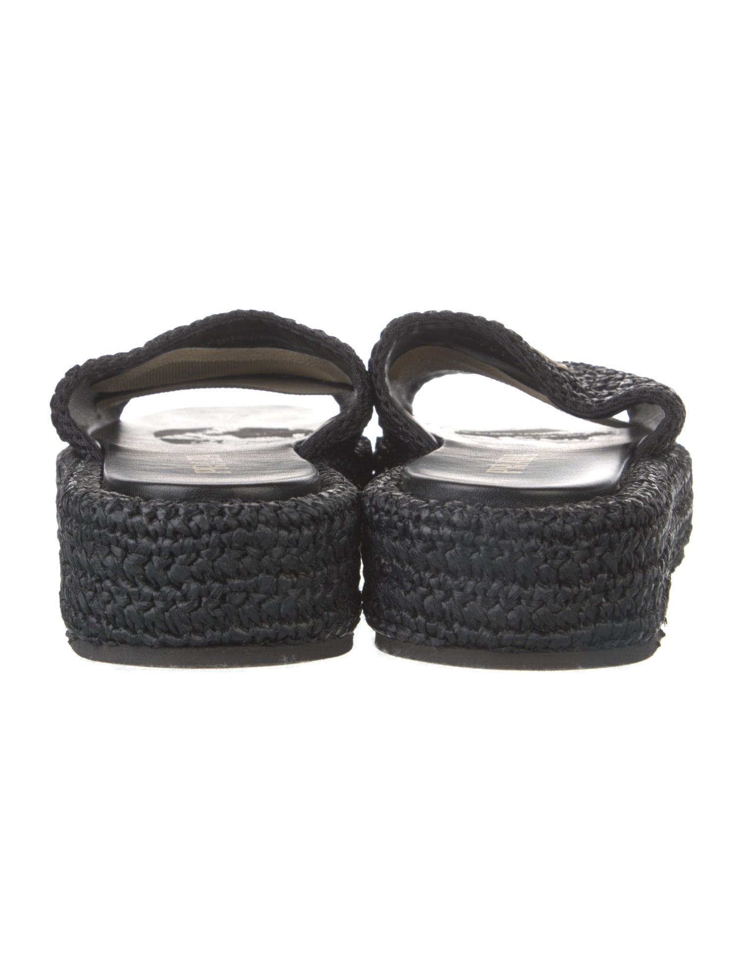 Prada Enameled Metal Triangle Raffia Espadrilles